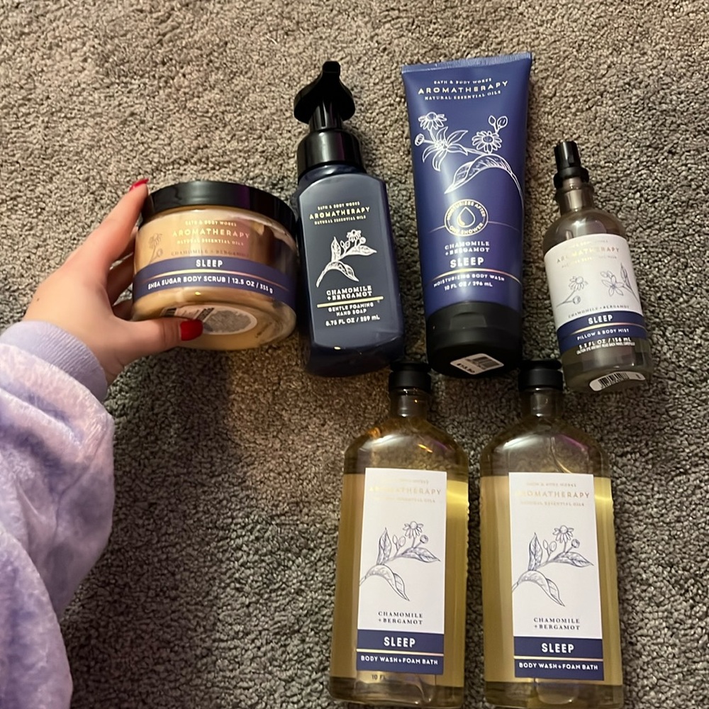 Bath and Body WorksChamomile and Bergamot. Body wash, mist, hand soap, scrub.